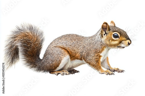 Squirrel isolated on a white background, watercolor 