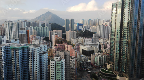 Photography An impressive view of Hong Kong's skyline, where towering skyscrapers rise