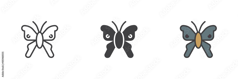 Obraz premium Butterfly different style icon set