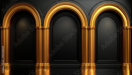 Three Golden Arches with Black Background