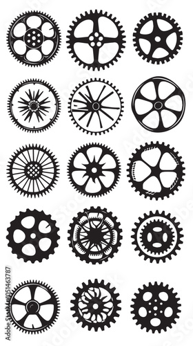 Bike Sprocket Vector Silhouettes , black silhouettes isolated on white background