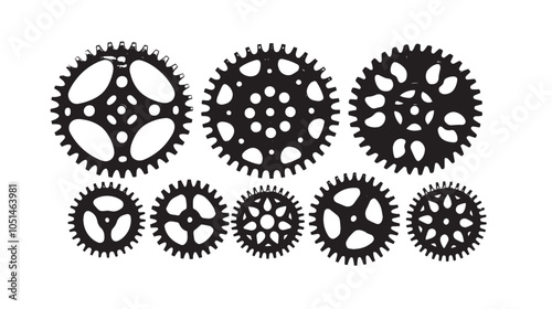 Bike Sprocket Vector Silhouettes , black silhouettes isolated on white background