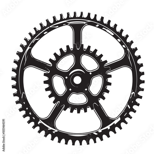 Bike Sprocket Vector Silhouettes , black silhouettes isolated on white background
