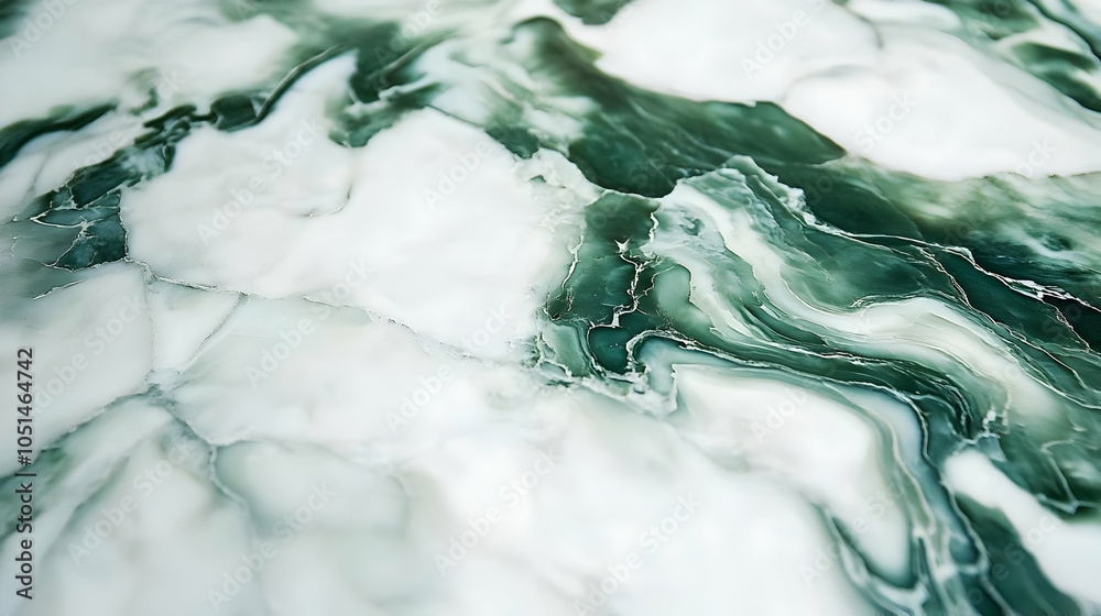 Obraz premium Intricate Green and White Marble Close-Up Detail