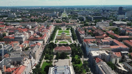 Lenuci Horseshoe. Green zone of Zagreb historic city center aerial view, famous landmarks of capital of Croatia photo