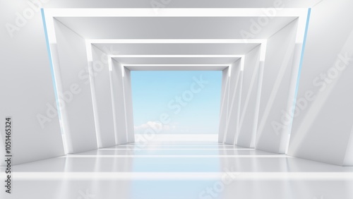 Fototapeta Naklejka Na Ścianę i Meble -  Architecture background geometric arched interior 3d render