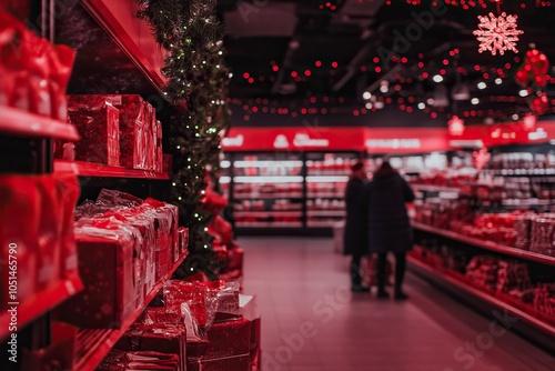 title picture for a blog post covering measures to increase online visibility during christmas, red elements symbolozing the Kaufland Global Marketplace, generative ai photo