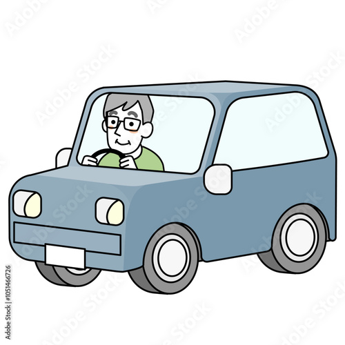 車を運転するシニア男性