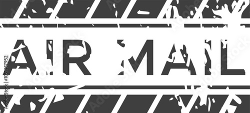 Distressed airmail stamp with grunge texture and diagonal lines, suitable for postal and shipping themes.