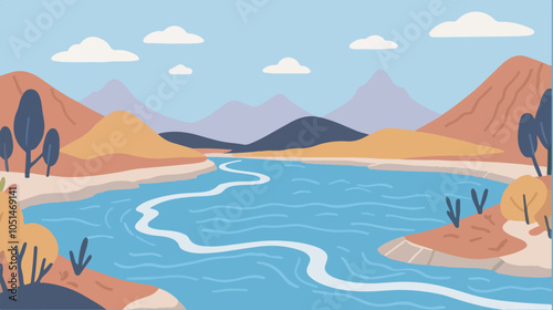 Art and Illustration of river perfect for design