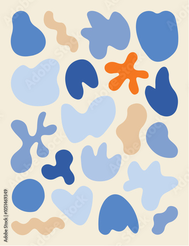 Various blotch. Random color blobs, round abstract organic shapes. Pebble, drops and stone silhouettes. Inkblot 90s texture vector set. Basic, simple rounded, smooth colorful forms