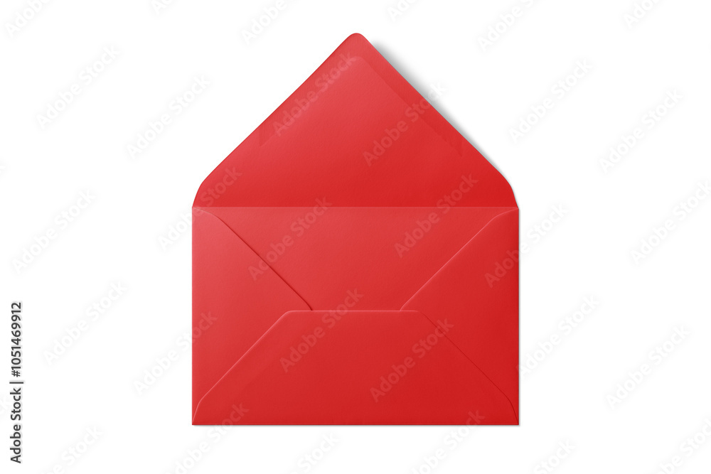 Opened red paper envelope mockup isolated on a transparent background, PNG. High resolution. Opened red paper envelope mockup isolated on a transparent background, PNG. High resolution.