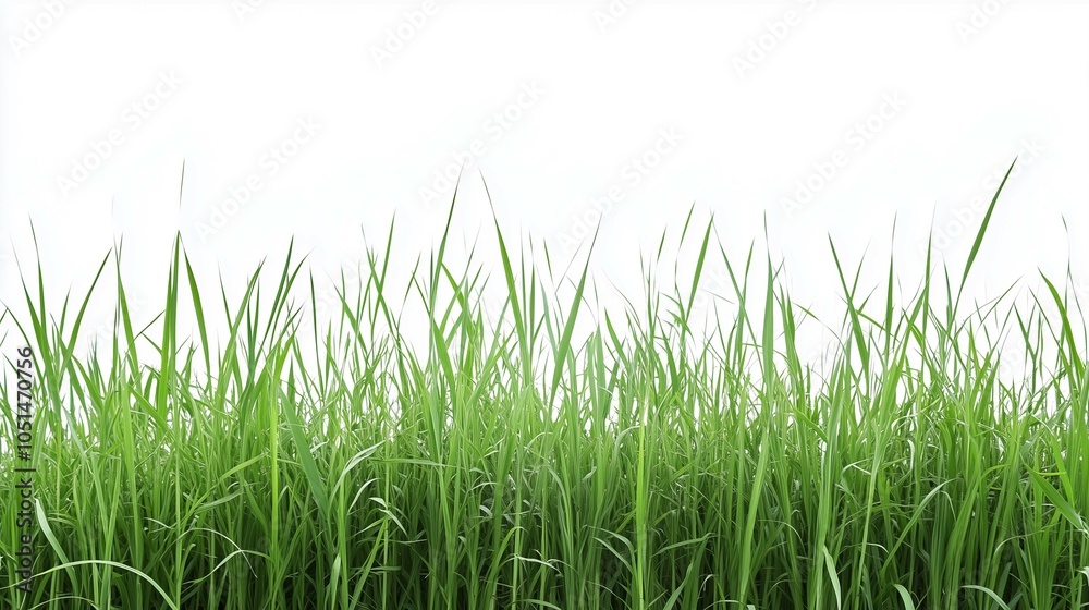 Obraz premium Green grass field on white background 