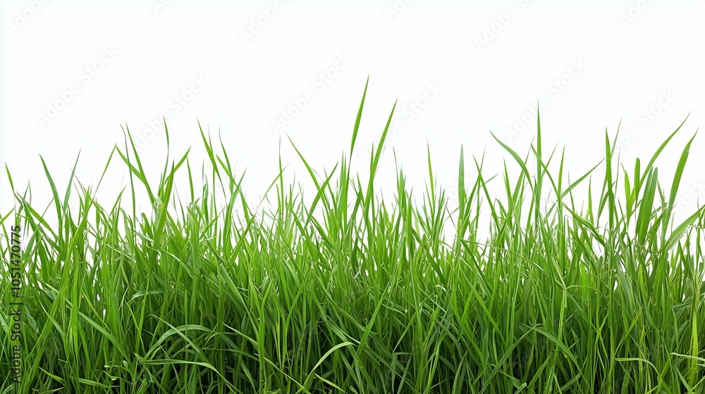 Obraz premium Green grass field on white background 