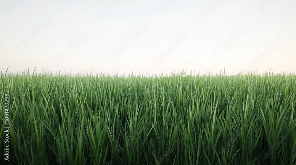Obraz premium Green grass field on white background 