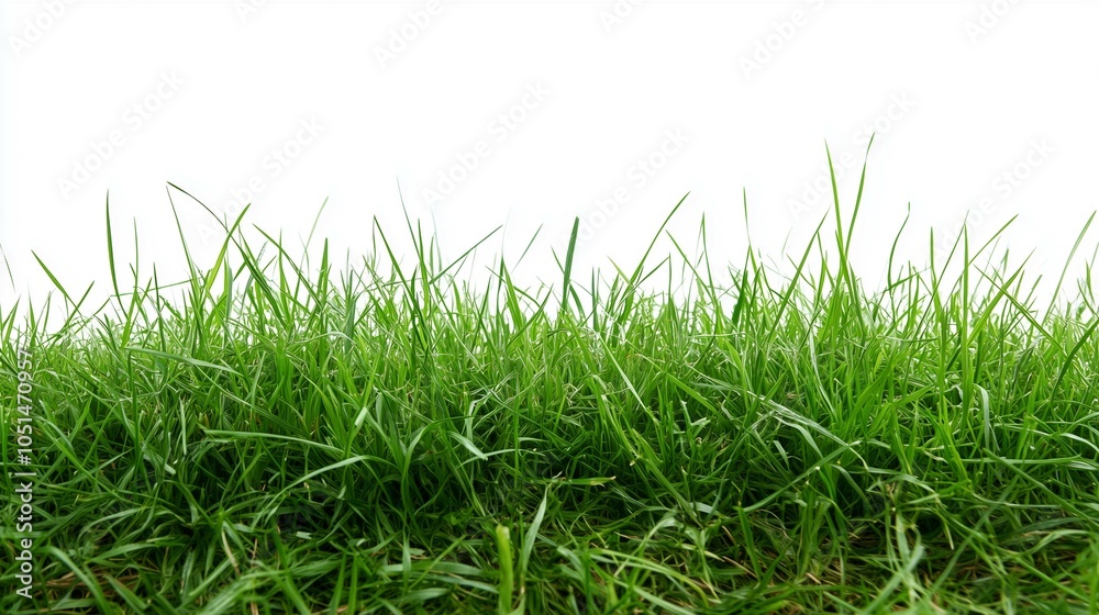 Fototapeta premium Green grass field on white background 