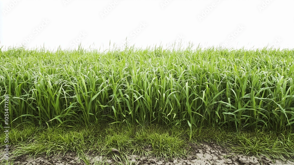 Fototapeta premium Green grass field on white background 