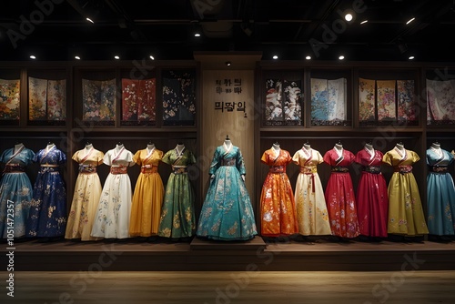 Traditional Korean Hanbok fashion display