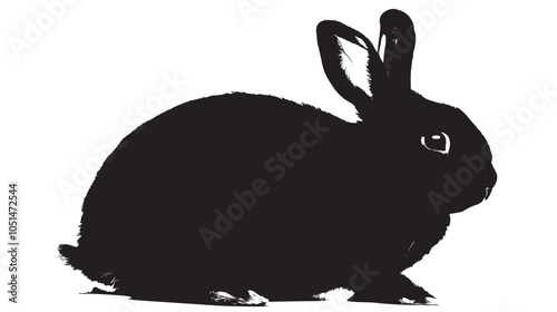 Black side silhouette of a rabbit isolated on white background 