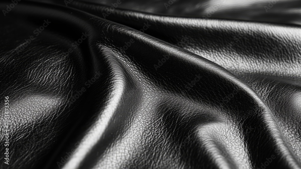 Shiny Black Leather with Elegant, Flowing Patterns and Rich Texture - Made with Generative AI Shiny Black Leather with Elegant, Flowing Patterns and Rich Texture - Made with Generative AI