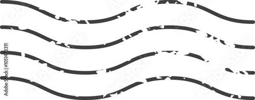 Wavy postmark lines creating a vintage or retro design, ideal for indicating mailing or shipping.