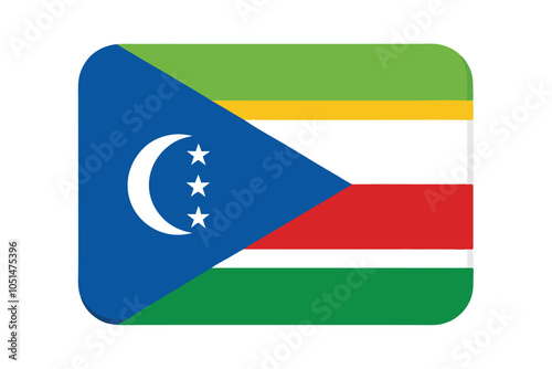 Comoros flag icon, isolated on white background.