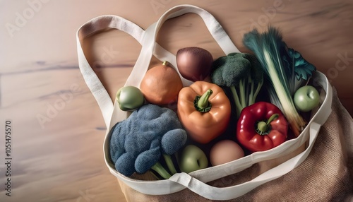 Zero-waste grocery shopping using reusable produce bags photo