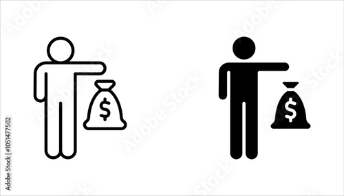 Set of investors icons. Financial Investor, Man with dollar money, vector illustration on white background