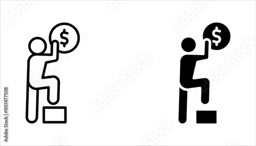 Set of investors icons. Financial Investor, Man with dollar money, vector illustration on white background