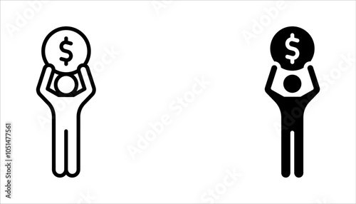 Set of investors icons. Financial Investor, Man with dollar money, vector illustration on white background
