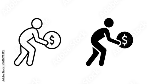 Set of investors icons. Financial Investor, Man with dollar money, vector illustration on white background