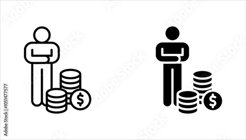 Set of investors icons. Financial Investor, Man with dollar money, vector illustration on white background