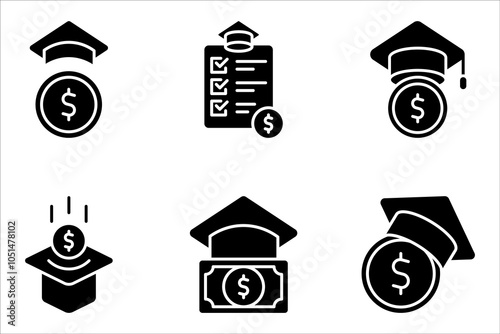 Student loan linear icon set. Credit to pay for university education. vector illustration on white background