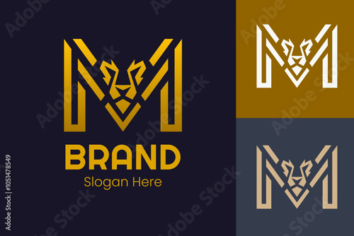 Elegant Letter M Lion Logo Design