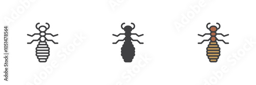 Flea insect different style icon set