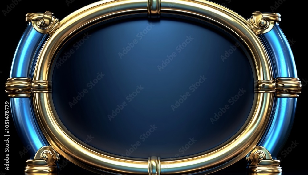 Obraz premium Circular Frame with Gold and Blue Decorative Elements