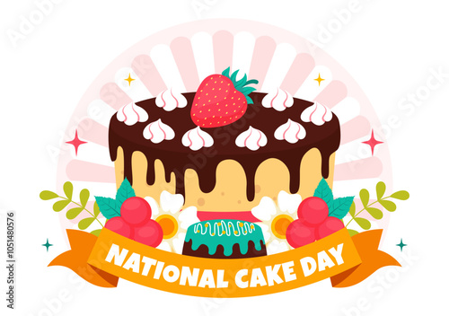 National Cake Day Vector Illustration Celebrating the Holiday on November 26, featuring a Variety of Delicious Sweet Breads and Cakes in a Background