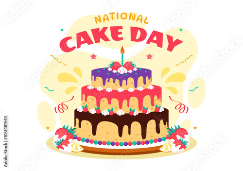 National Cake Day Vector Illustration Celebrating the Holiday on November 26, featuring a Variety of Delicious Sweet Breads and Cakes in a Background