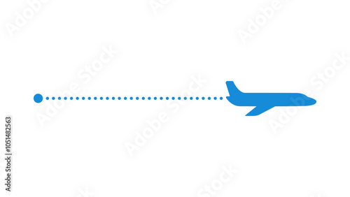 One-way airplane flight graphically simple symbol of an airplane model with a dotted line in the back