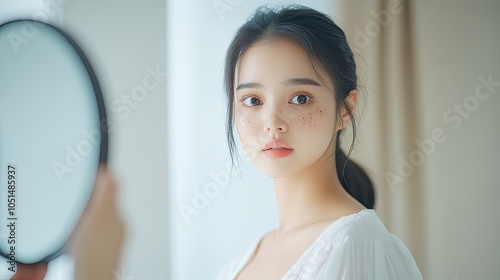 Woman Looking in Mirror with a Frown Free Download Woman Looking in Mirror with a Frown - GFXLoad