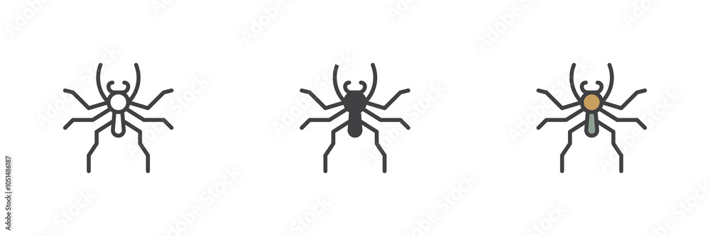 Spider different style icon set Spider different style icon set