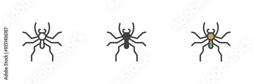 Spider different style icon set