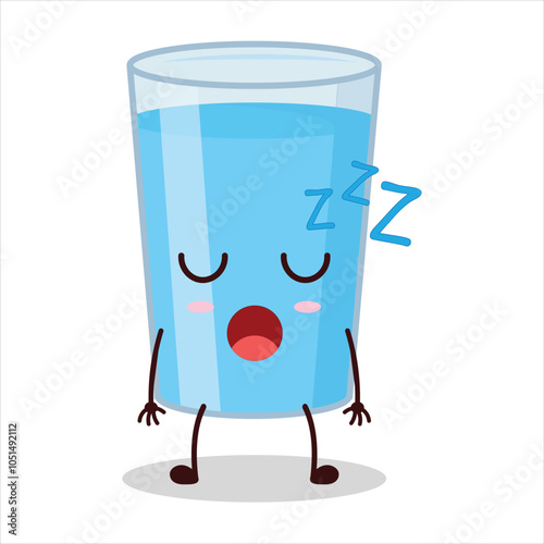 cute rest expression glass of water character