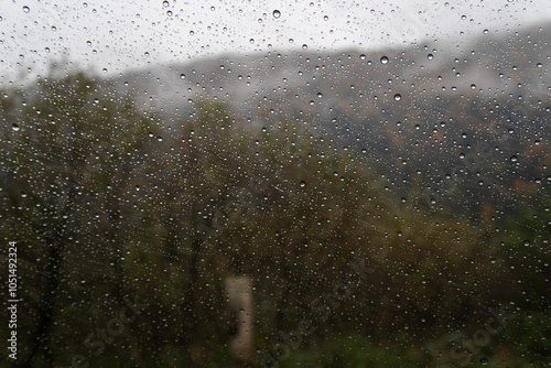 raindrops on the glass from the car