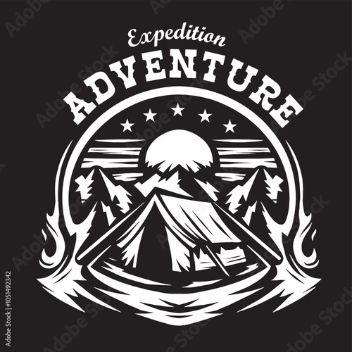 vintage illustration of camping tent logo with natural atmosphere
