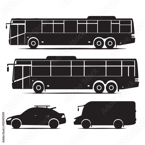 buses silhouette isolated on white background