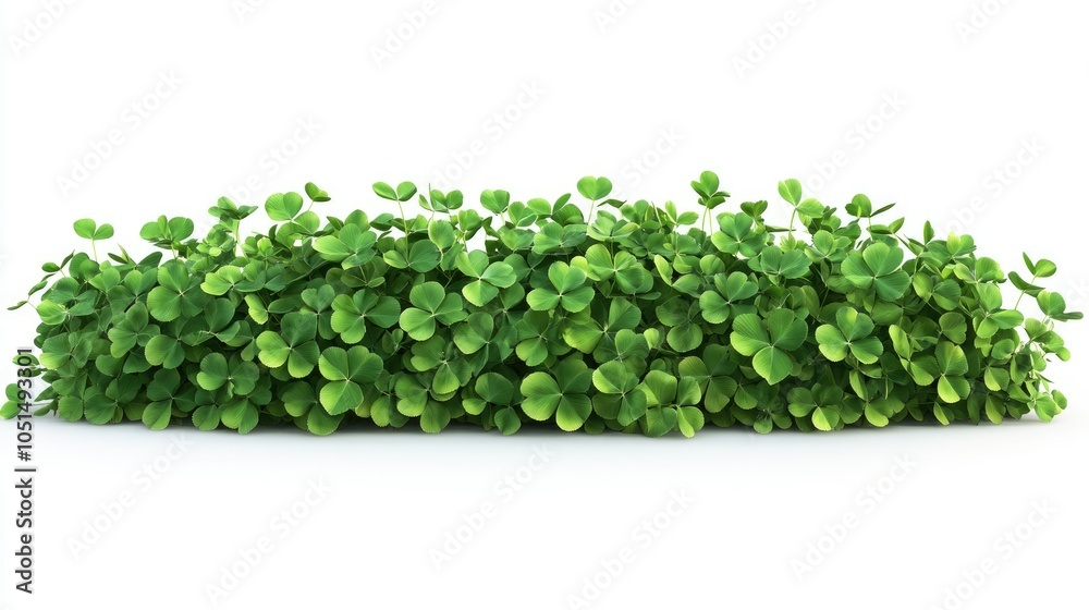 A vibrant green clover patch isolated on a crisp white backdrop, illustrating the beauty and freshness of natural growth and greenery. A vibrant green clover patch isolated on a crisp white backdrop, illustrating the beauty and freshness of natural growth and greenery.