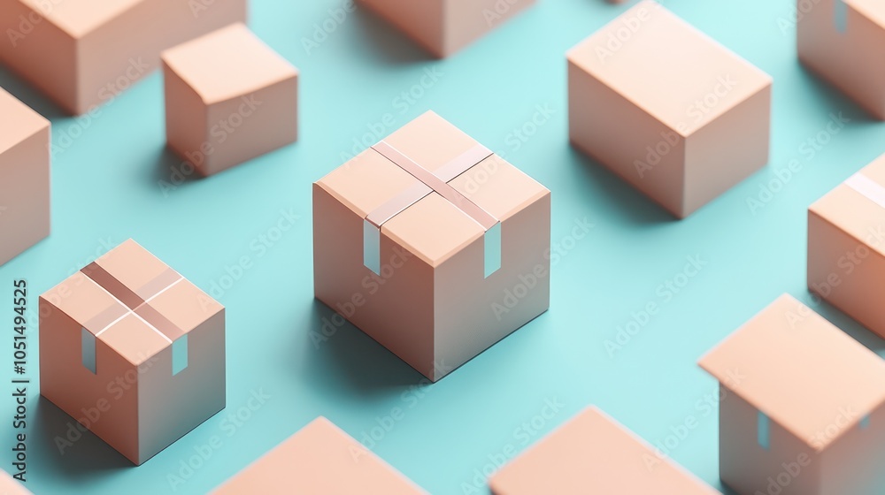 Fototapeta premium An animated mock-up of a rotating 3D box, showing different angles of product packaging with smooth transitions, perfect for e-commerce presentations