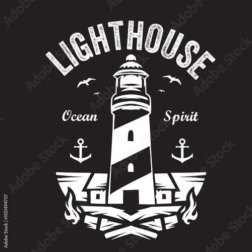 Vintage lighthouse logo illustration