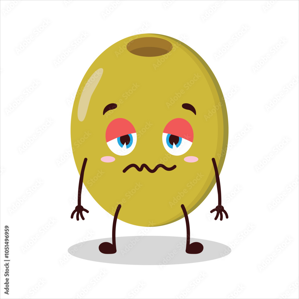 Obraz premium cute grumpy expression of olive character